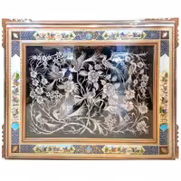 تابلو قلمزنی با قاب خاتم کاری چوگان صلیب 70در90