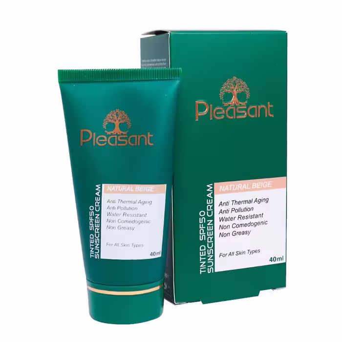 کرم ضد آفتاب  SPF50 انواع پوست پلزنت (بژ طبیعی)