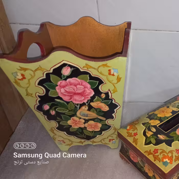 سطل وجای دستمال کاغذی چوبی راحیل