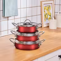 سرویس قابلمه لعابی 6 پارچه کاراجا Ateş قرمز