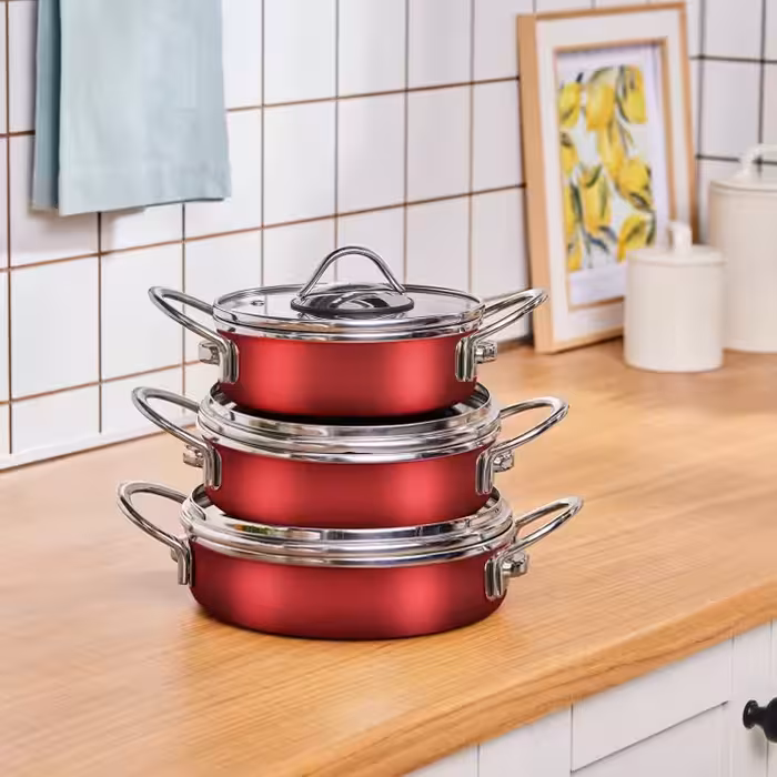 سرویس قابلمه لعابی 6 پارچه کاراجا Ateş قرمز