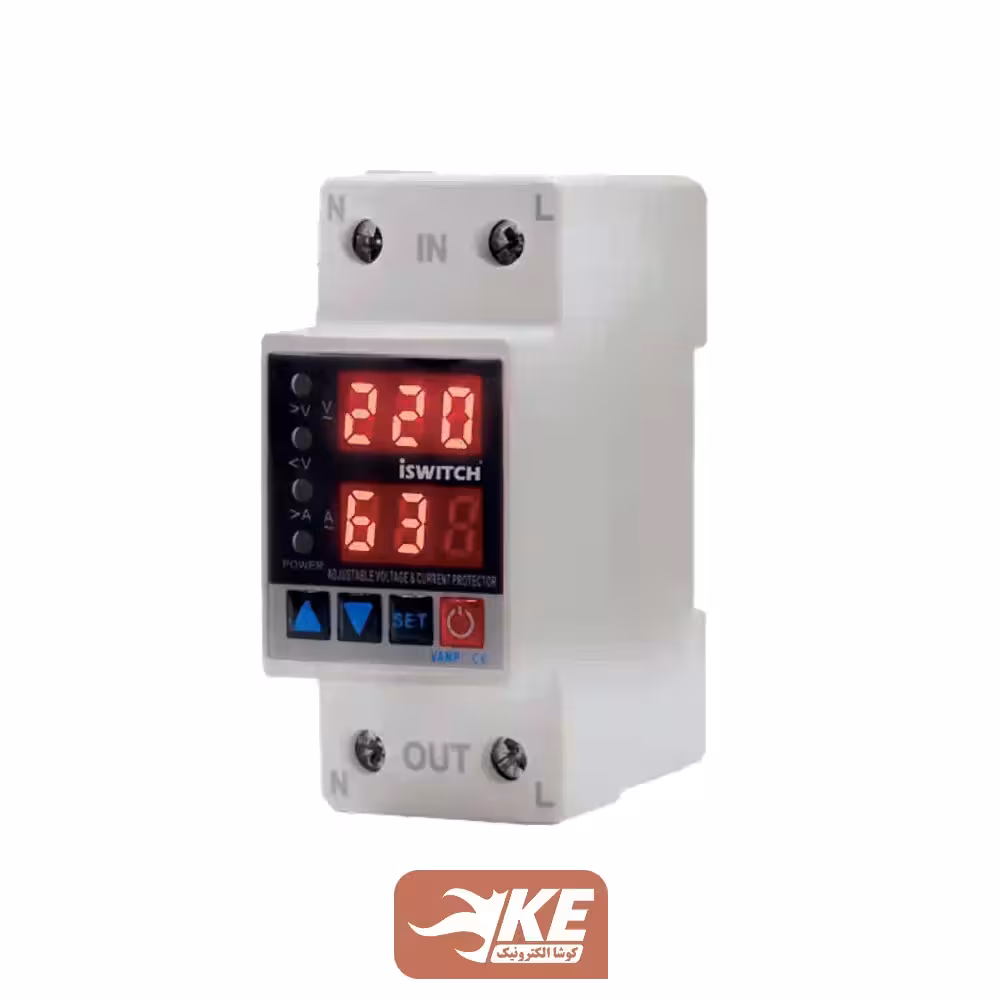 محافظ ولتاژ جریان تکفاز 63 آمپر iSWITCH مدل IS-VAP1