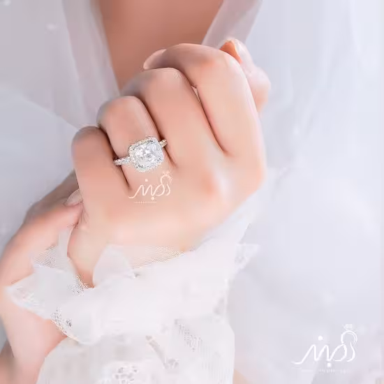 ‌‌💍 انگشتر جواهری سولیتر نگین مربعی نقره عیار 925 (R_1045)
