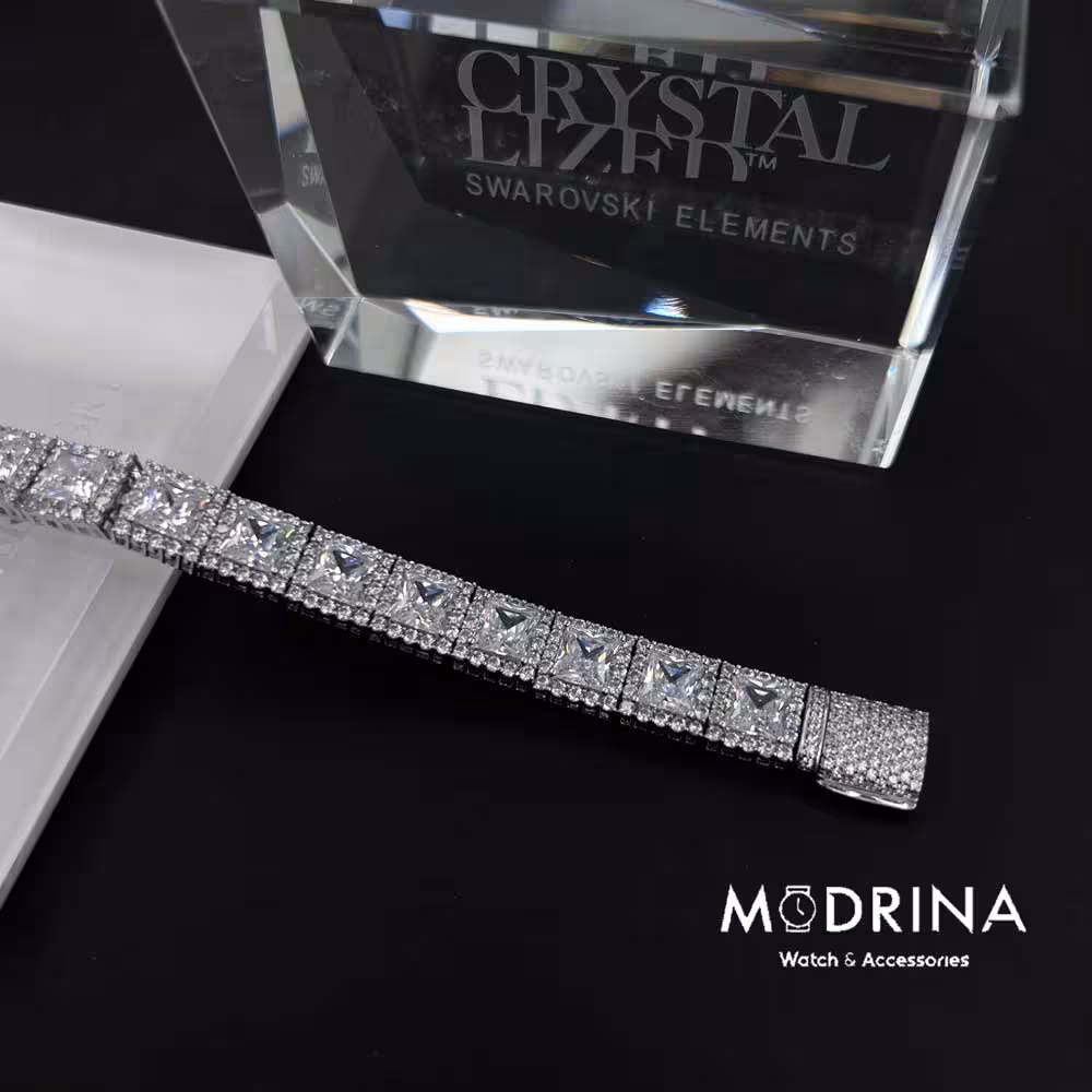 دستبند تنیسی کریستال مربعی سواروسکی Swarovski