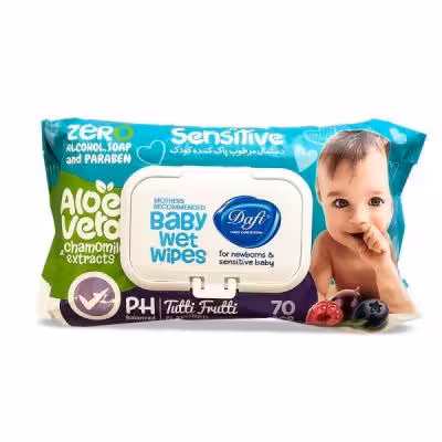 دستمال مرطوب پاک کننده کودک دافی مدل حساس- بسته 70 عددی