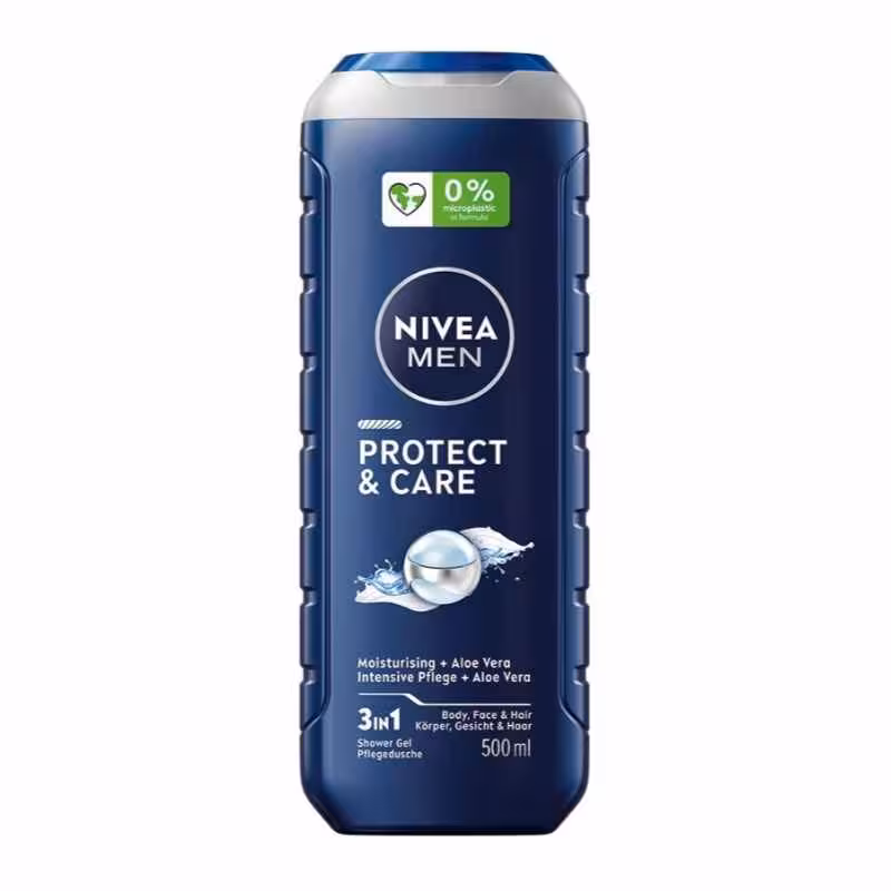 شامپو سر و بدن مردانه 3 در 1 نیوآ مدل Protect & Care حاوی آلوئه ورا و مرطوب کننده حجم 500 میل اروپایی