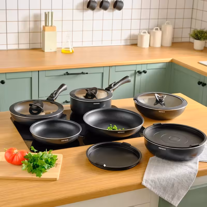 سرویس قابلمه القایی 13 پارچه کاراجا Biodiamond Easy Clip مشکی