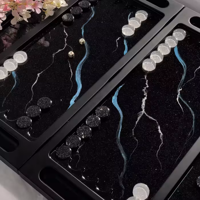 تخته نرد رزین طرح مرمر کد a150003