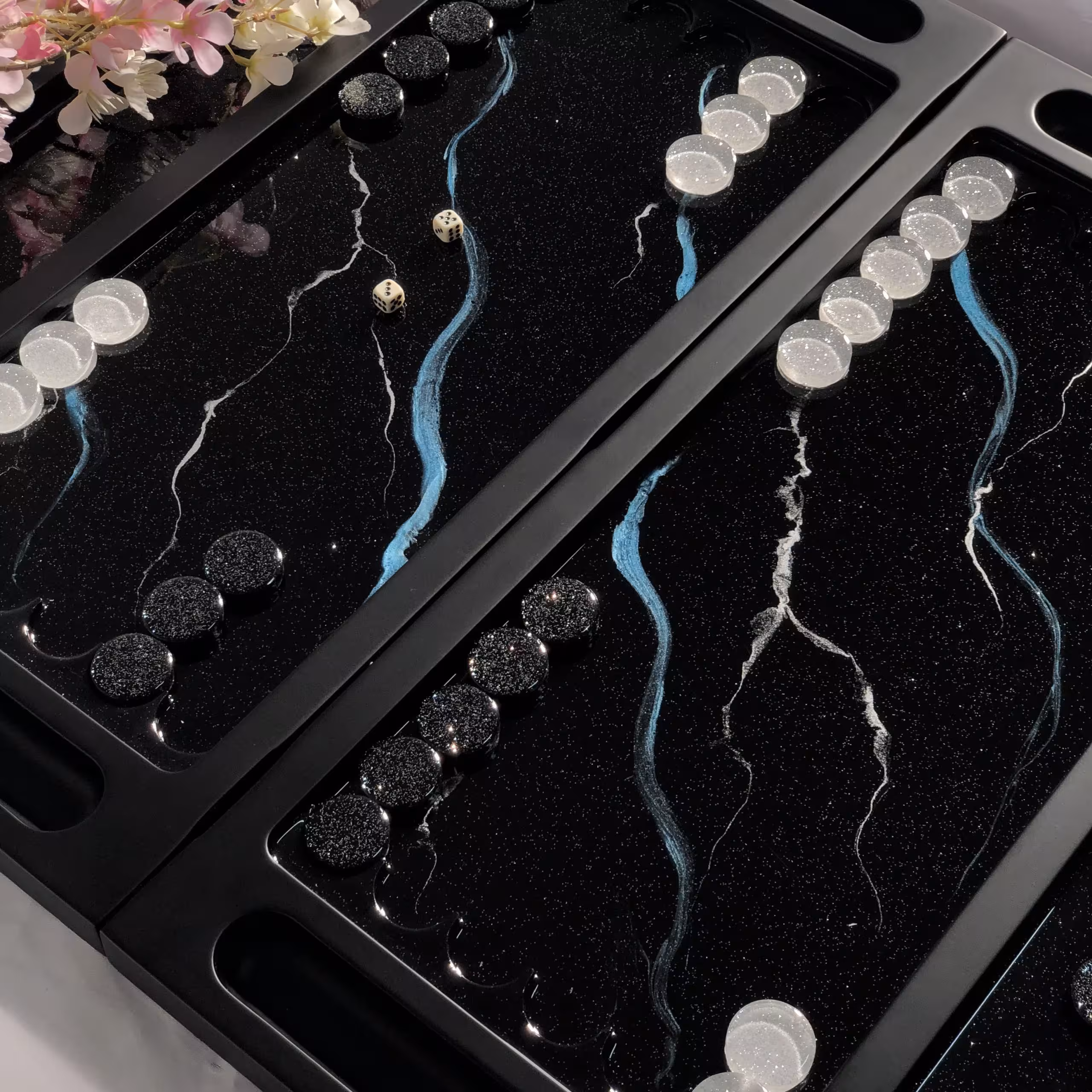 تخته نرد رزین طرح مرمر کد a150003