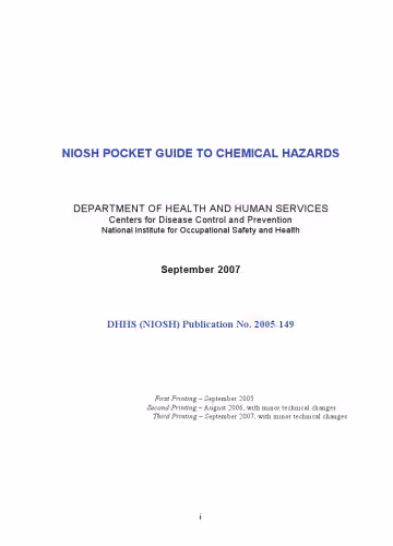 خرید و دانلود نسخه کامل کتاب NIOSH Pocket Guide to Chemical Hazards Sept. 2005