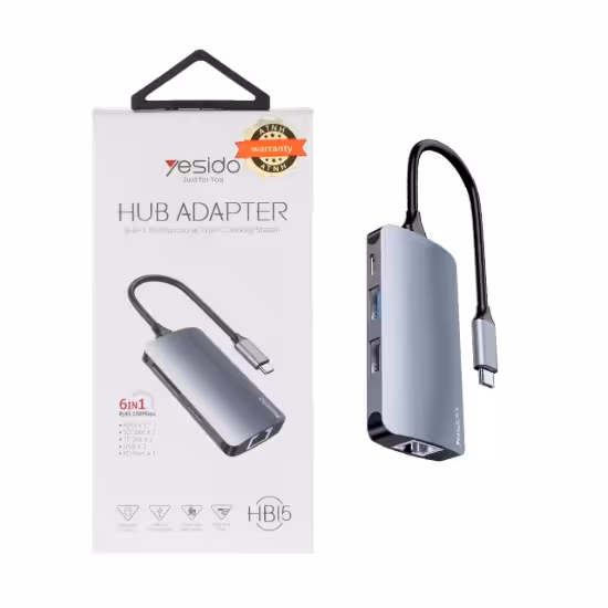 هاب شش پورت USB-C یسیدو مدل HB15