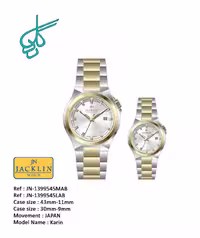 ست ساعت مچی زنانه و مردانه، برند جَکلین کارین (Jaclyn Karin)، مدل JN-1399545، موتور میوتا ژاپن، رنگ ثابت، ضد حساسیت، کد 2117587