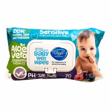 دستمال مرطوب پاک کننده کودک مخصوص پوست های حساس (بدون اسانس) 70 برگ دافی