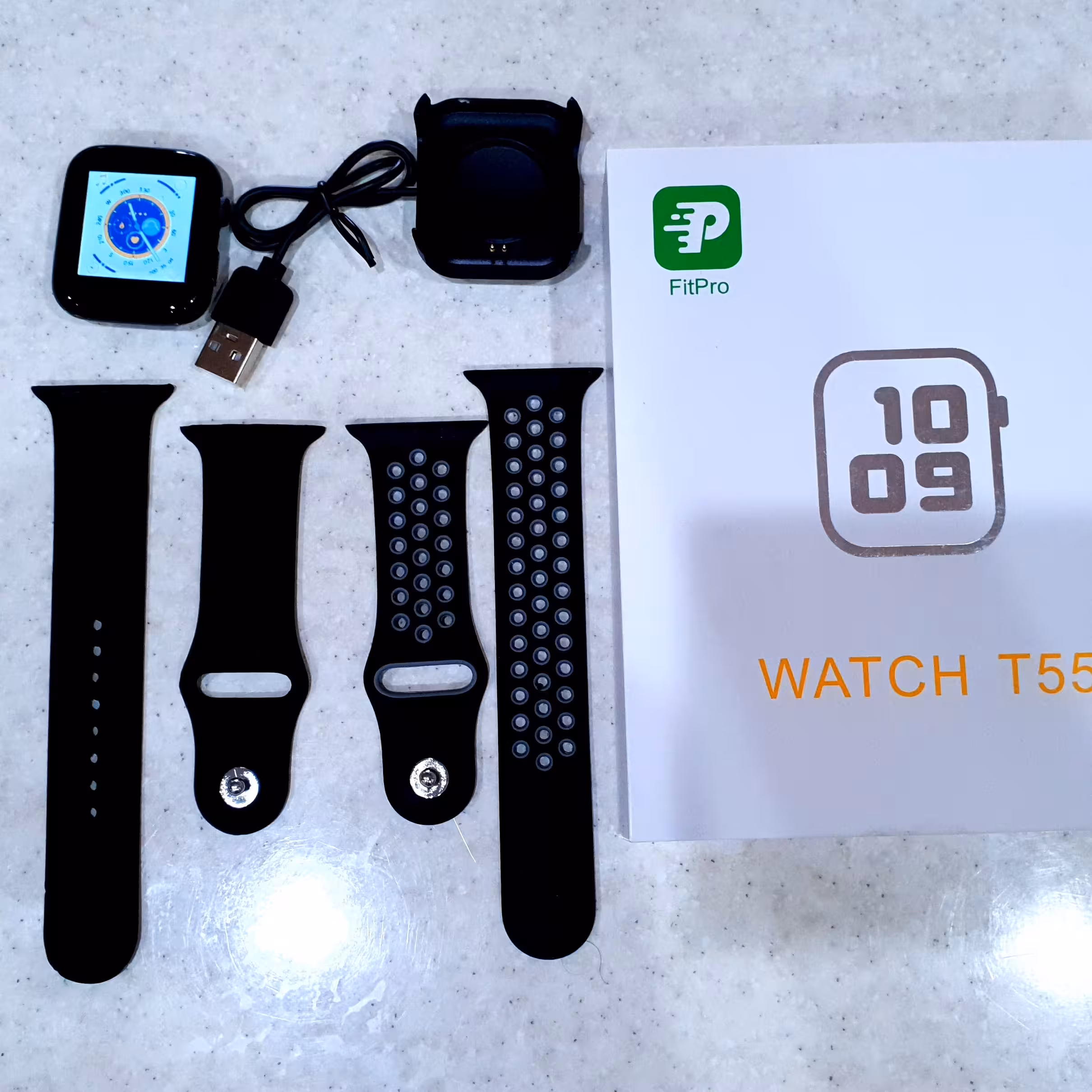 اپل واچ t55 اصلی دو بند نسخه ی FIT pro  باتری بزرگ  دو دکمه فعال