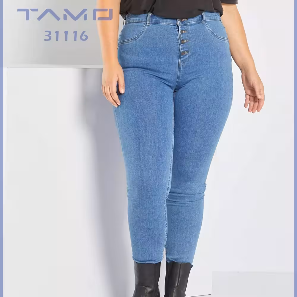 شلوار جین اسکینی چهار دکمه سایز بزرگ