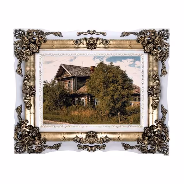 تابلو فرش ماشینی دنیای فرش طرح کلبه چوبی کد 106