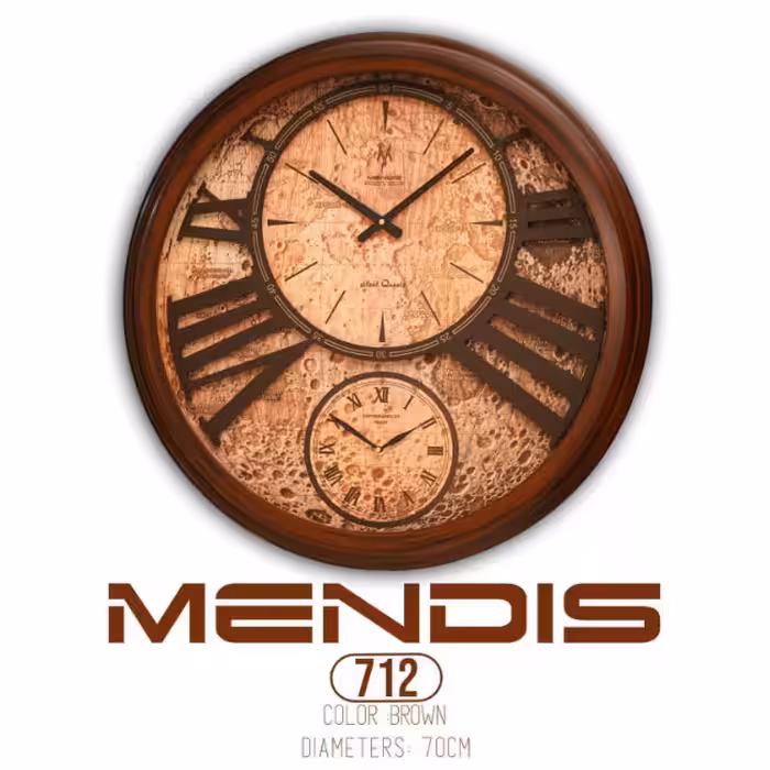 ارسال فوری   امکان خرید حضوری   ساعت مندیس مدل 712 قطر 70 سانت – قهوه ای