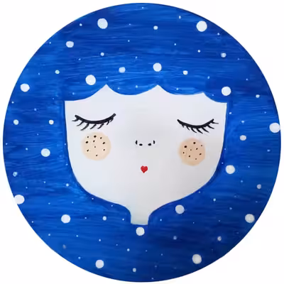 بشقاب دیوارکوب سفالی طرح دختر با مزه کد 1002