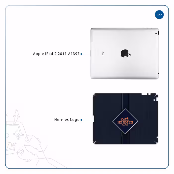برچسب پوششی ماهوت مدل Hermes-Logo مناسب برای تبلت اپل iPad 2 2011 A1397