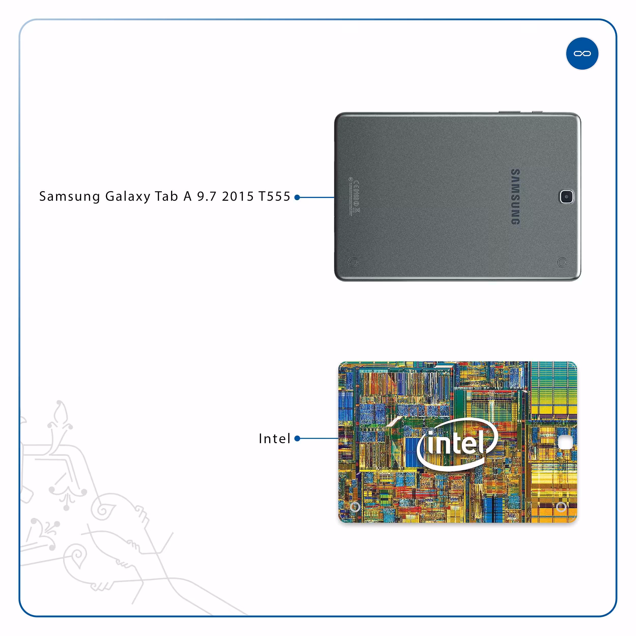 برچسب پوششی ماهوت مدل Intel Brand مناسب برای تبلت سامسونگ Galaxy Tab A 9.7 2015 T555