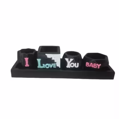 گلدان دکوری مدل I love you baby مجموعه 5 عددی