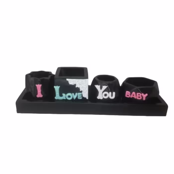 گلدان دکوری مدل I love you baby مجموعه 5 عددی