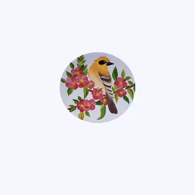 بشقاب دیوارکوب سفالی طرح پرنده مجموعه 2 عددی