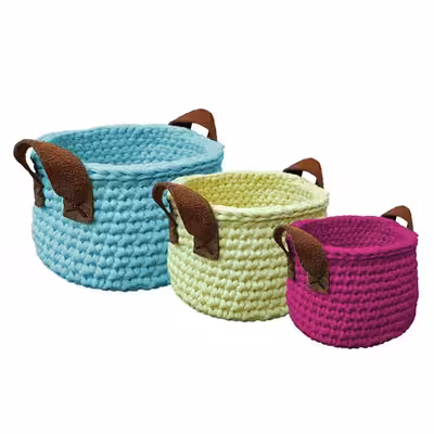 سبد قلاب بافی تریکو مدل دسته دار کد 19 مجموعه 3 عددی