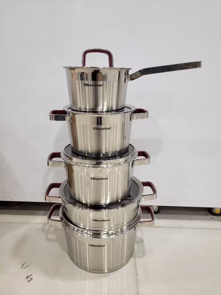 سرویس قابلمه 10 تکه استیل مارک همیلتون، ضخیم و عالی