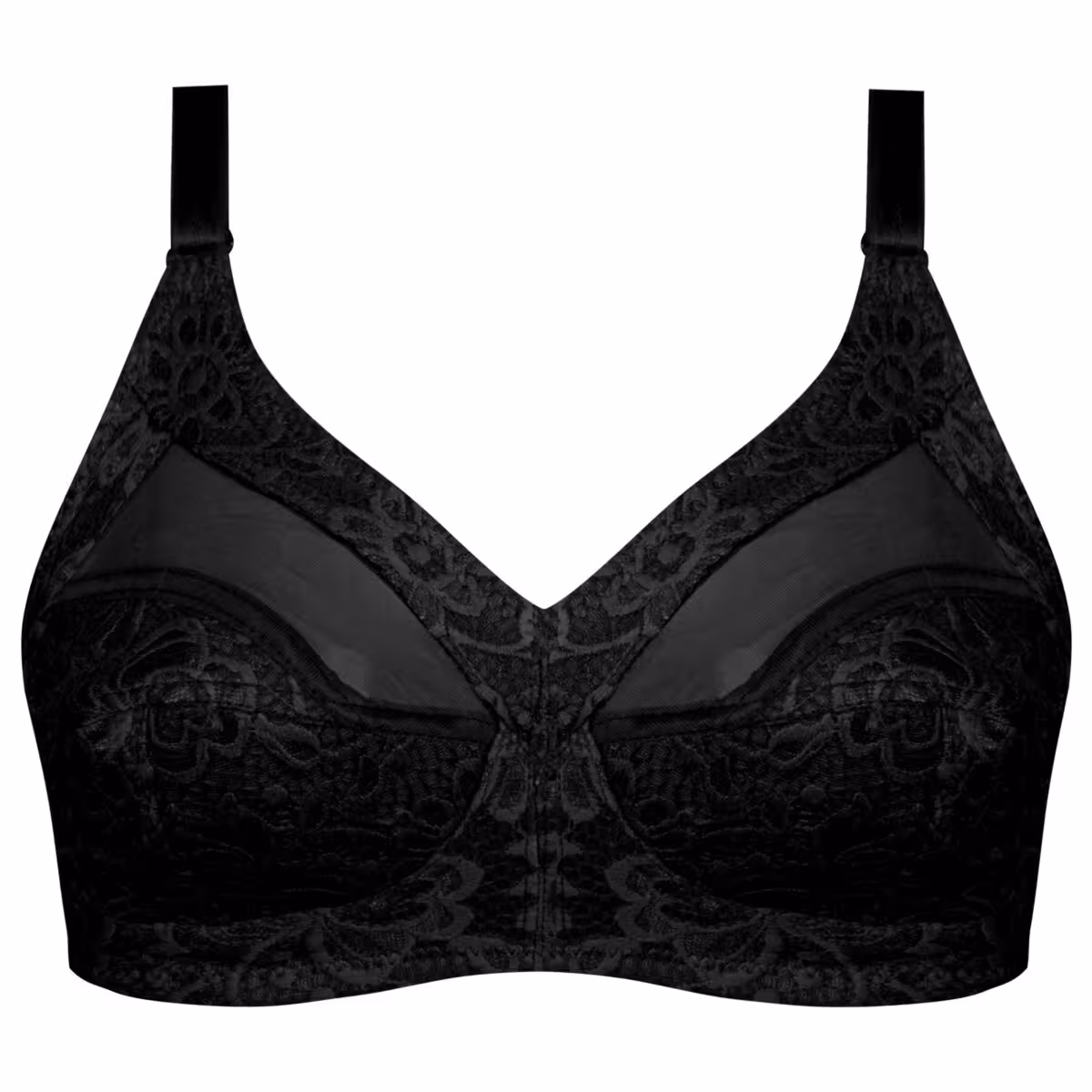 سوتین زنانه دانتل پروانه کش باریک مدل بدون فنر مشکی کد 5055