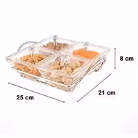 اردوخوری شیشه 4 خانه مربع لیمون 2108