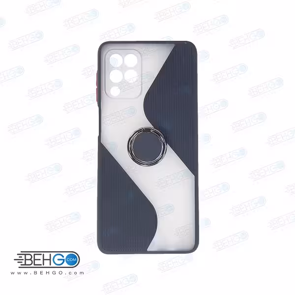 قاب گوشی سامسونگ M62  کاور M62 قاب پاپ سوکت دار با محافظ لنز دوربین گوشی M62 مدل حلقه انگشتی نگهدارنده موبایل مناسب