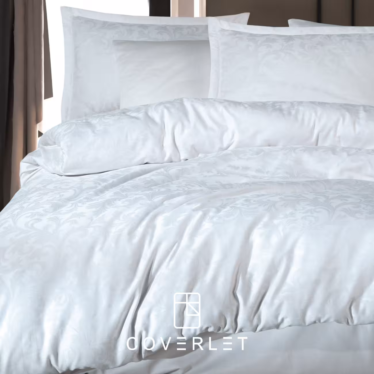 روتختی سفید طرح‌دار کاوری دونفره مدل Payava