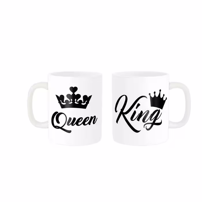 ماگ ناریکو طرح فانتزی مدل ست عاشقانه king Queen کد 03 مجموعه دو عددی