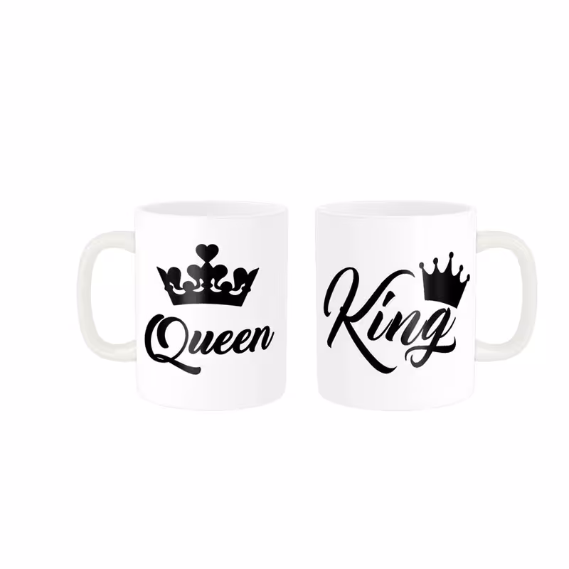 ماگ ناریکو طرح فانتزی مدل ست عاشقانه king Queen کد 03 مجموعه دو عددی