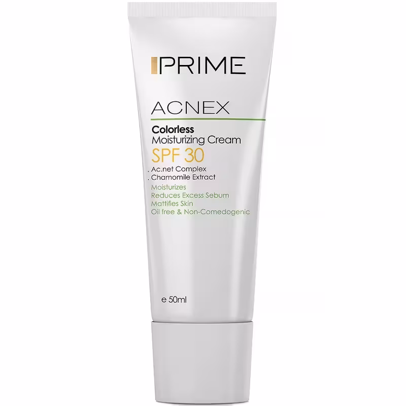 کرم مرطوب کننده بدون رنگ پریم مدل Acnex SPF 30