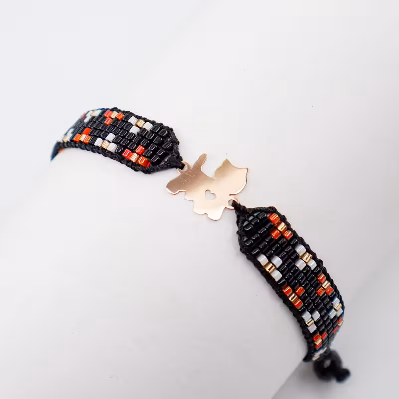 دستبند بافت طلا طرح گربه