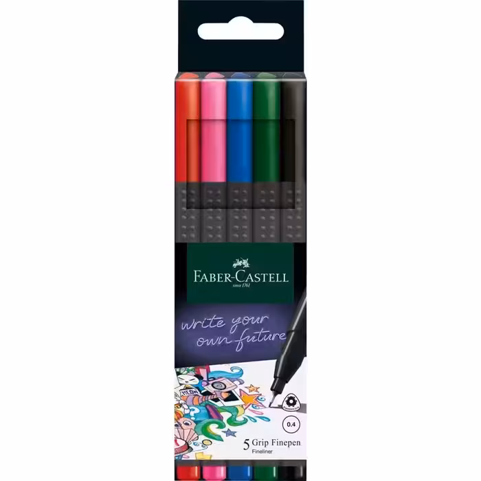 فابرکاستل ماژیک روان نویس سر نمدی گریپ 5 تایی بیسیک FABER CASTELL Grip Finepen basic 151604
