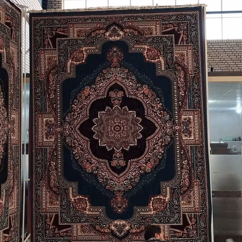 فرش9متری کاشان نقشه باغ معلق ورنگ های متفاوت