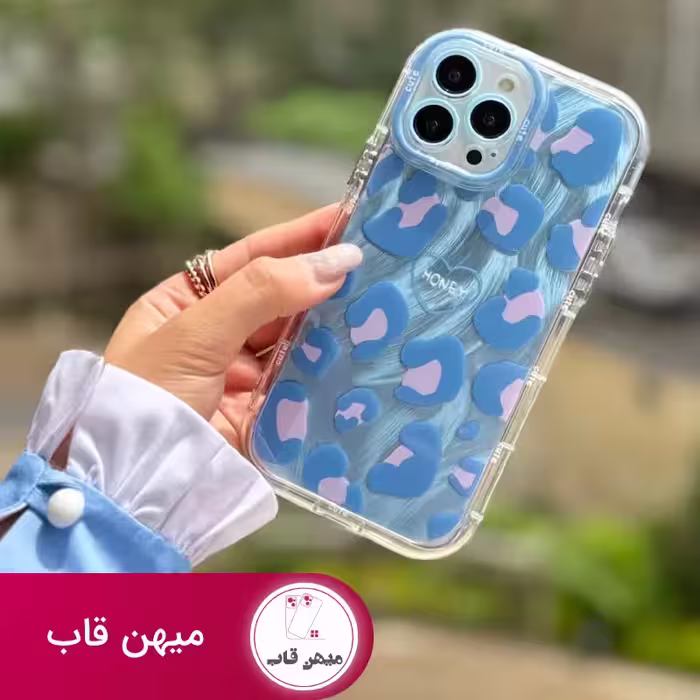 قاب گوشی آیفون پلنگی آبی پاستلی - کد (80864)