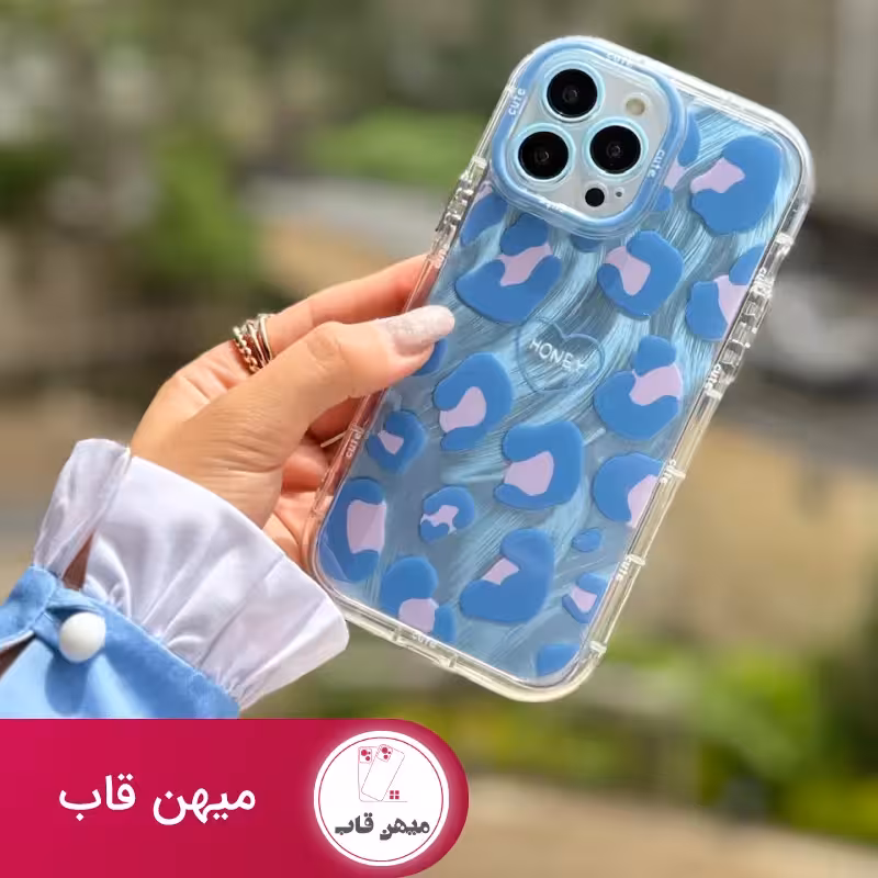 قاب گوشی آیفون پلنگی آبی پاستلی - کد (80864)
