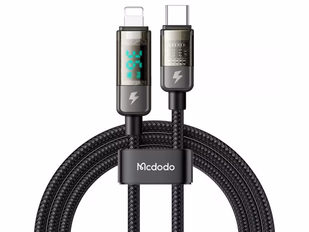 کابل شارژ هوشمند تایپ سی به لایتنینگ 36 واتی 1.8 متر مک دودو MCDODO Digital Pro Auto Power Off Lightning Data Cable CA-3601