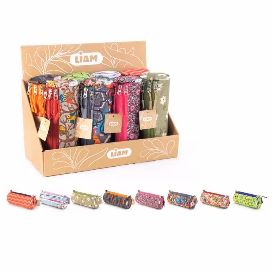 جامدادی سه زیپ استوانه ای طرح دار لیام کدL-3064