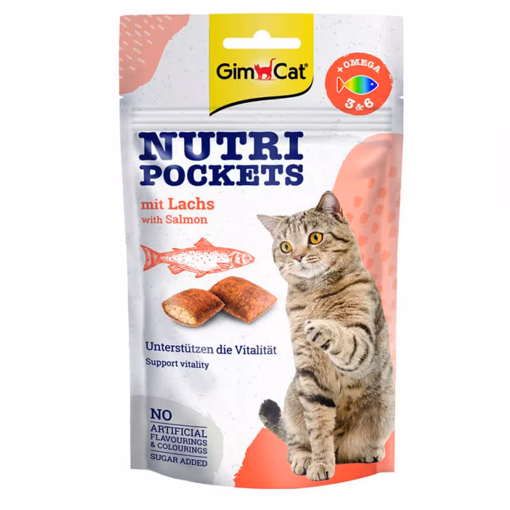 تشویقی گربه جیم کت مدل Nutri Pockets طعم سالمون وزن 60 گرم