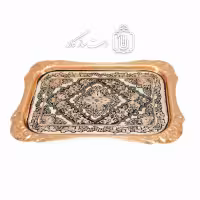 سینی مسی چای خوری الماس تراش نقره کوب شده کد MJ-131