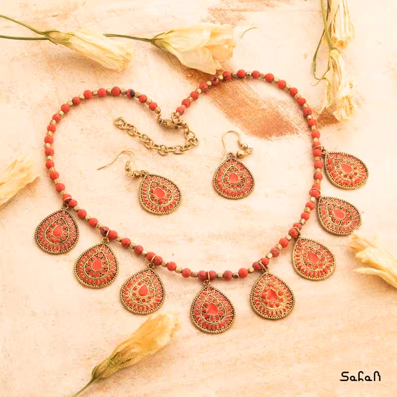 نیم ست آلومینیوم هندی مدل اشک قرمز