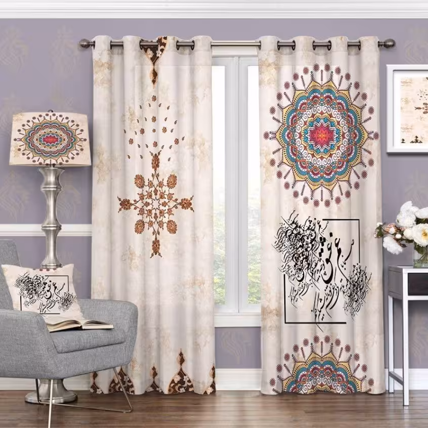 پرده چاپی  پانچ  طرح   خط نوشته (نستعلیق)  کد 3038