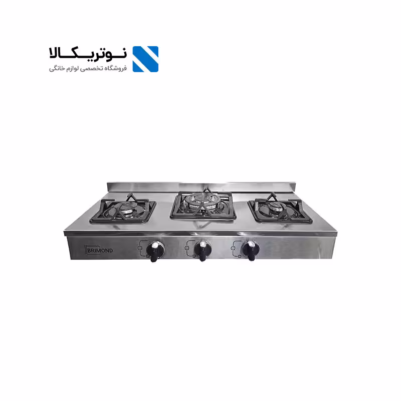 اجاق گاز 3شعله بریموند مدل 333 بدون ترموکوبل جنس بدنه استیل