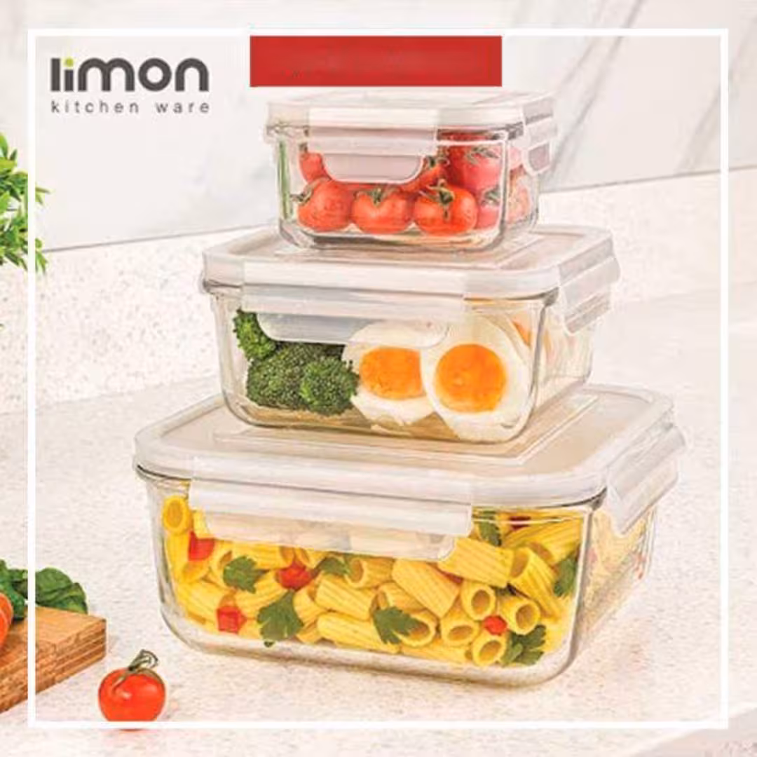 ظرف 6 پارچه  شیشه ای مربع   لیمون 