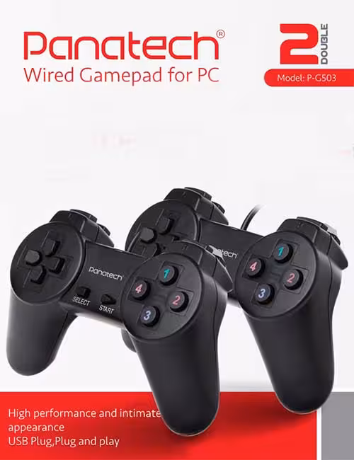 دسته بازی دوبل ساده سیمی Panatech مدل P-G503